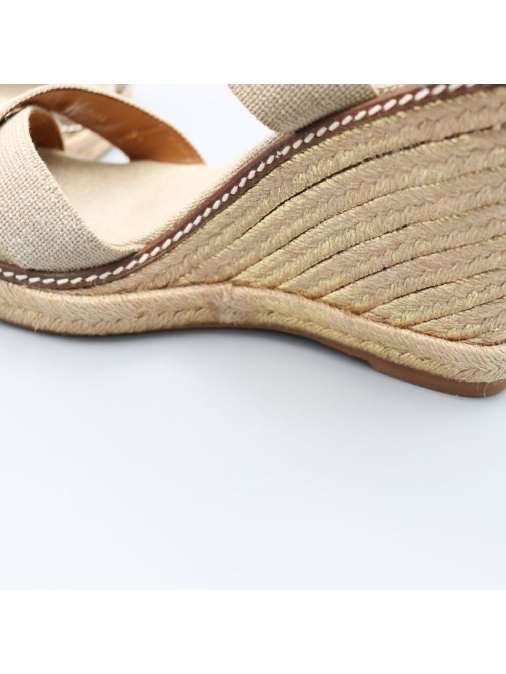 Tory Burch Frieda Platform Wedge Espadrille Sandals Beige Elastic Straps 9.5 B - Picture 13 of 16